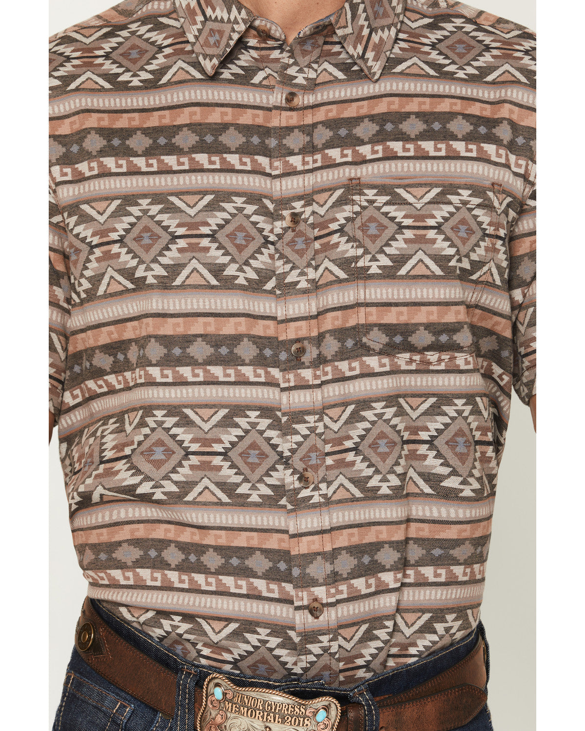 Men's Captain Southwestern Print Short Sleeve Button-Down S