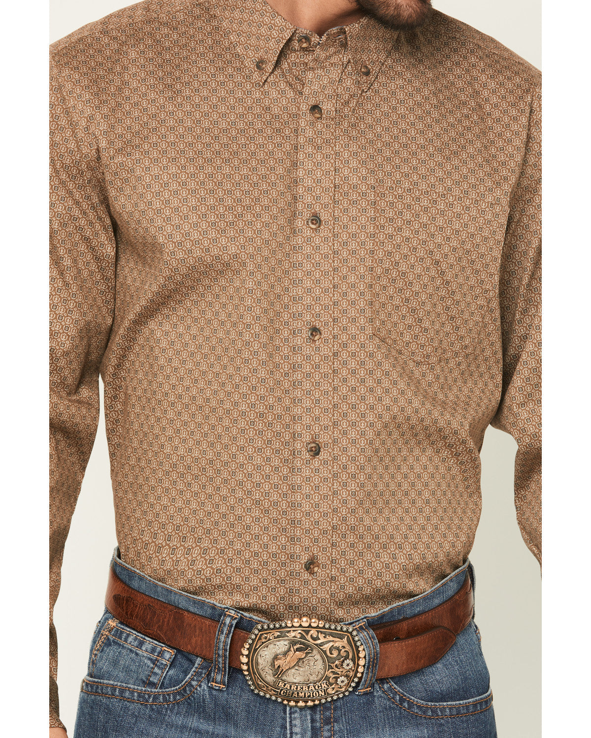Men's Big Deal Geo Print Long Sleeve Button-Down Stretch We