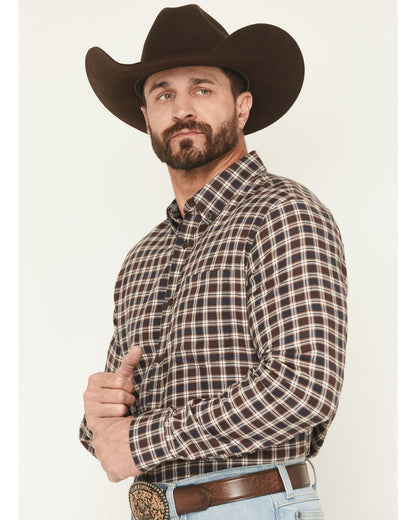 Men's Rodeo Ridge Plaid Print Long Sleeve Button-Down Stret
