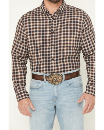 Men's Rodeo Ridge Plaid Print Long Sleeve Button-Down Stret