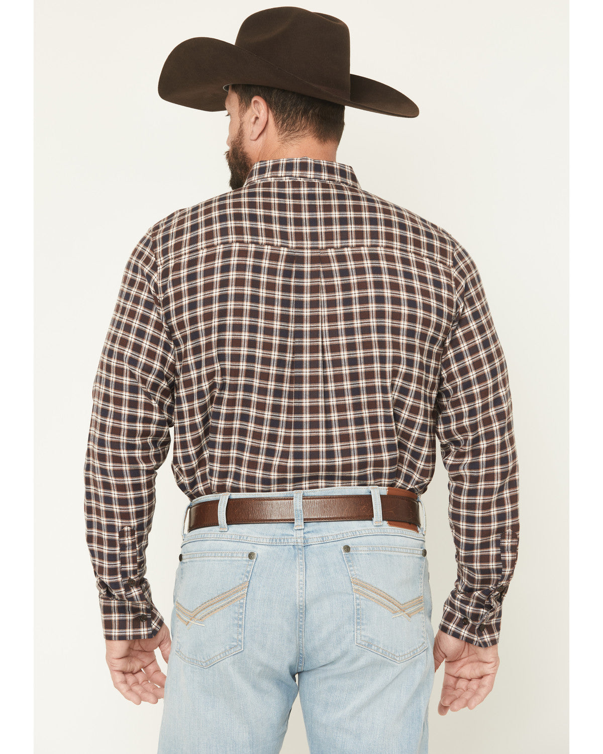 Men's Rodeo Ridge Plaid Print Long Sleeve Button-Down Stret