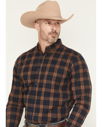 Men's Rodeo Frontier Plaid Print Long Sleeve Button-Down St
