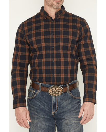 Men's Rodeo Frontier Plaid Print Long Sleeve Button-Down St