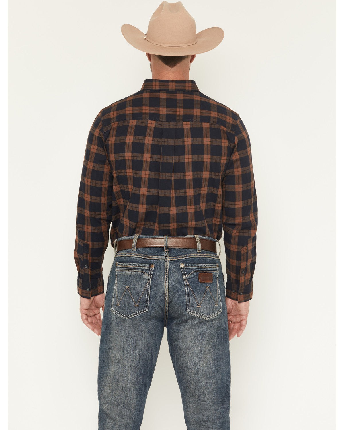 Men's Rodeo Frontier Plaid Print Long Sleeve Button-Down St
