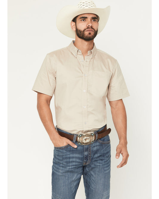 Men's Basic Twill Short Sleeve Button-Down Stretch Western