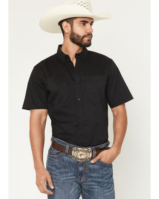 Men's Basic Twill Short Sleeve Button-Down Stretch Western