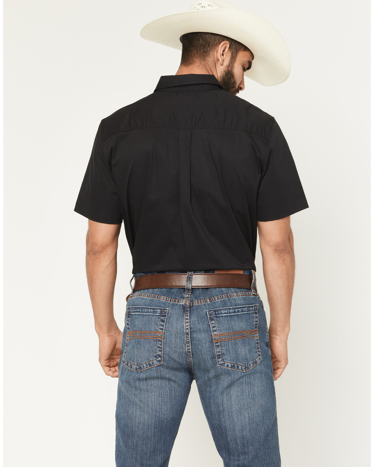 Men's Basic Twill Short Sleeve Button-Down Stretch Western