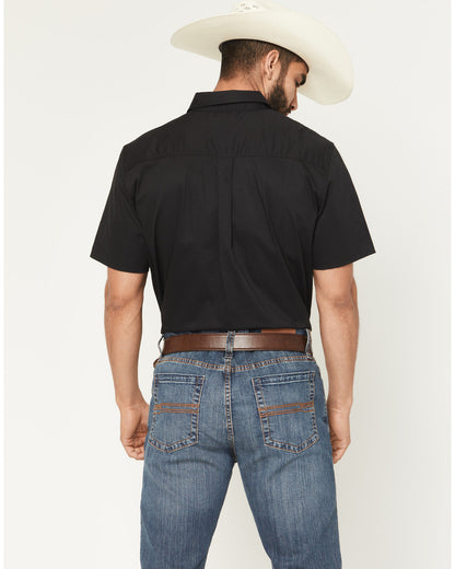 Men's Basic Twill Short Sleeve Button-Down Stretch Western
