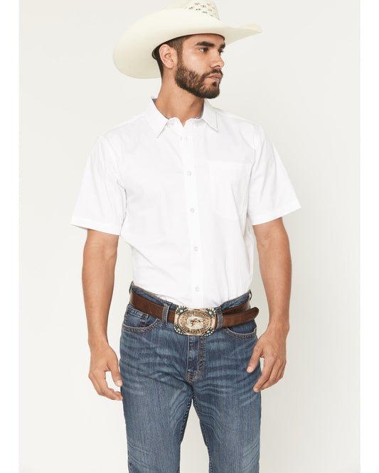Men's Basic Twill Short Sleeve Button-Down Stretch Western