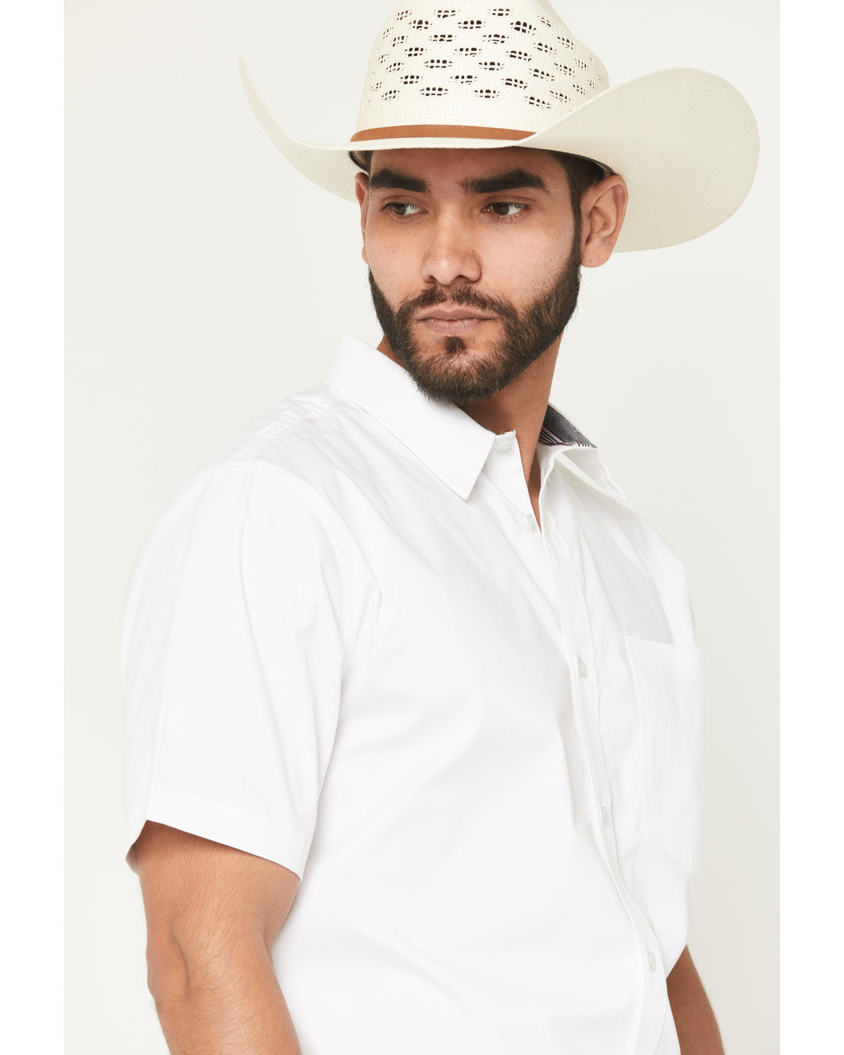 Men's Basic Twill Short Sleeve Button-Down Stretch Western