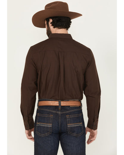 Men's Old West Tonal Striped Print Long Sleeve Button-Down