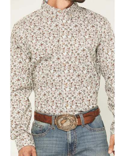 Men's Picher Floral Print Long Sleeve Button-Down Stretch W