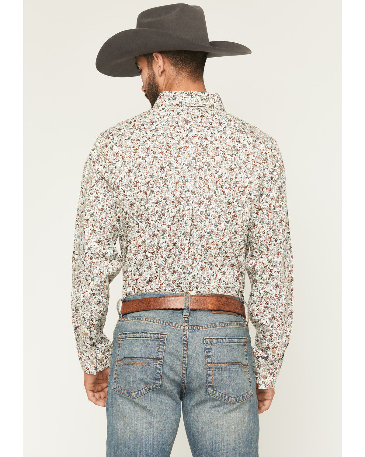 Men's Picher Floral Print Long Sleeve Button-Down Stretch W