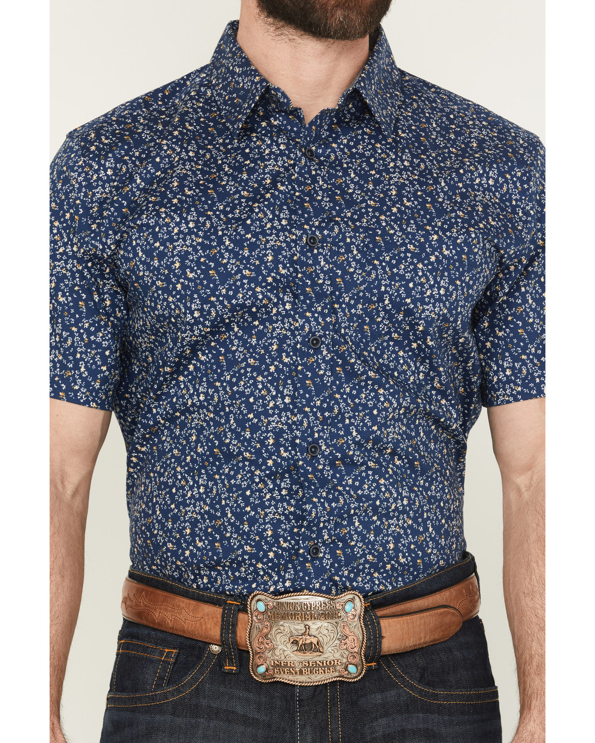 Men's Vanguard Floral Print Short Sleeve Button-Down Stretc