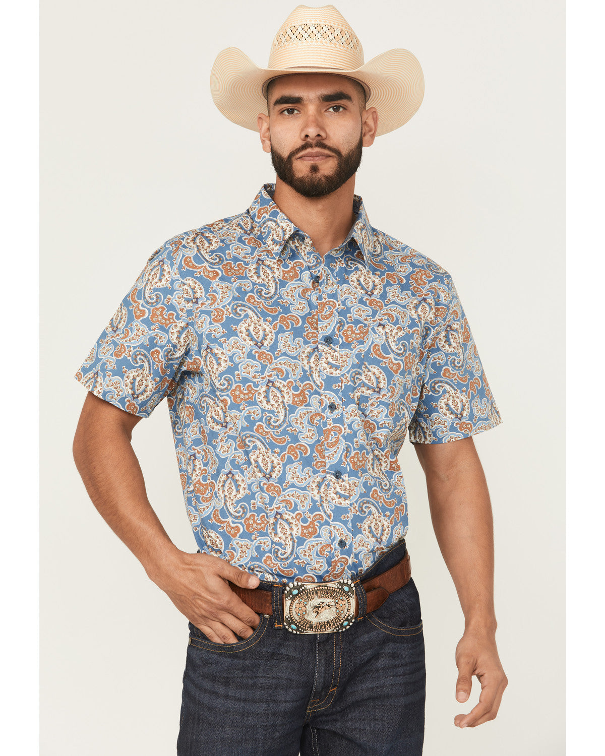 Men's Boise Paisley Print Short Sleeve Button-Down Stretch