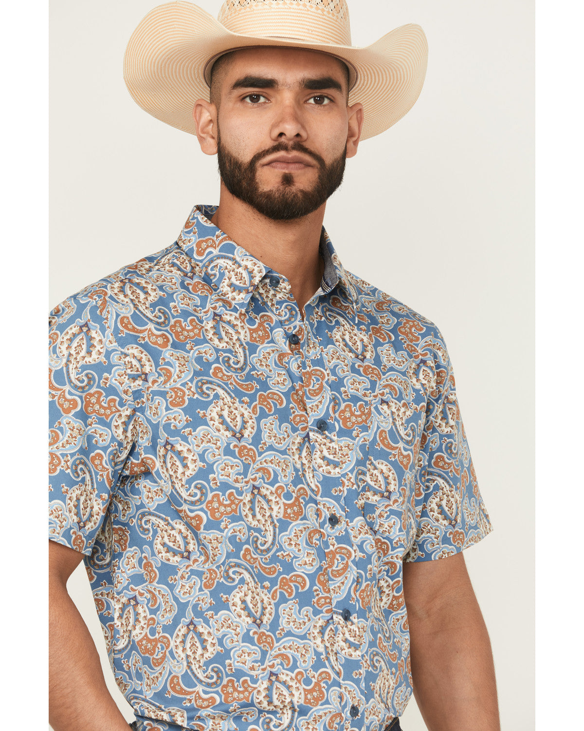 Men's Boise Paisley Print Short Sleeve Button-Down Stretch