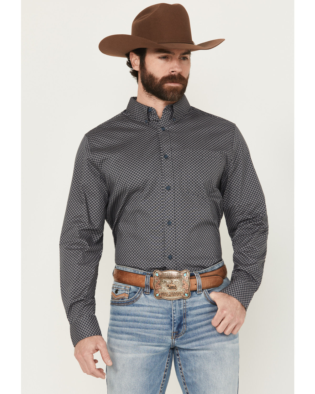 Men's San Juan Geo Print Long Sleeve Button-Down Stretch We