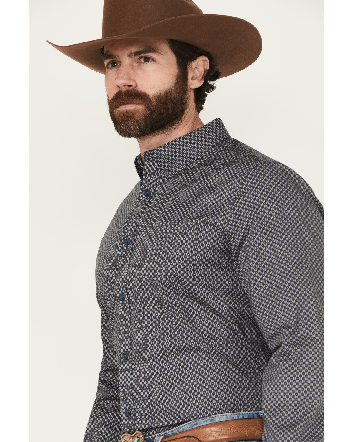 Men's San Juan Geo Print Long Sleeve Button-Down Stretch We