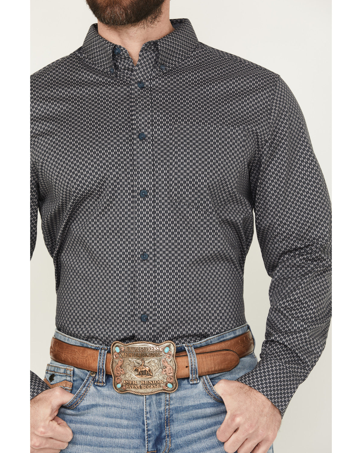 Men's San Juan Geo Print Long Sleeve Button-Down Stretch We