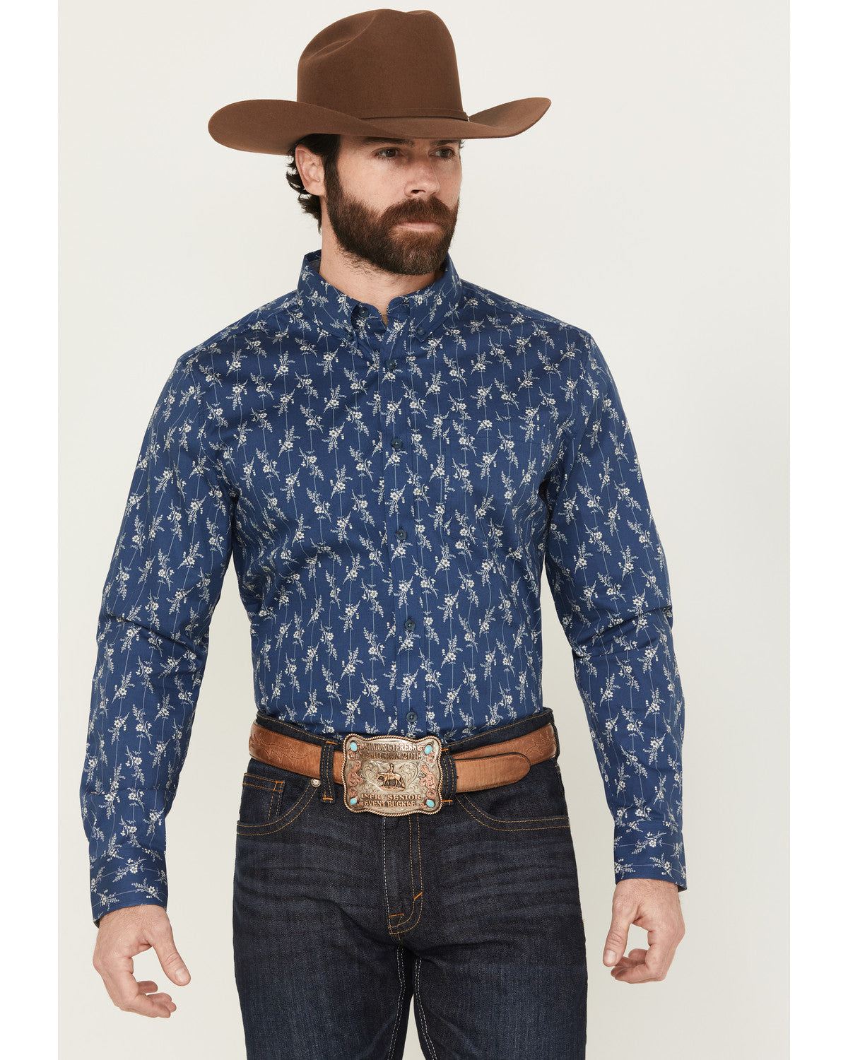 Men's Gila Grove Floral Striped Long Sleeve Button-Down Str