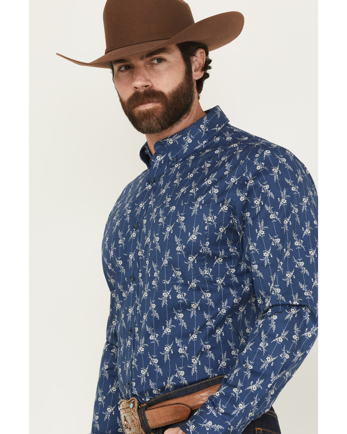 Men's Gila Grove Floral Striped Long Sleeve Button-Down Str