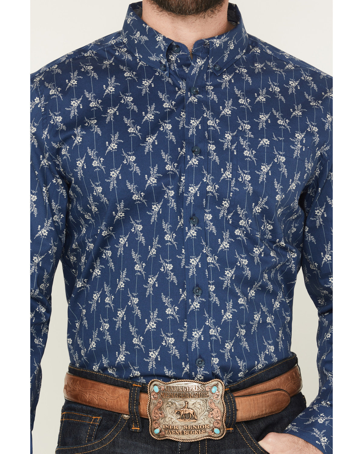 Men's Gila Grove Floral Striped Long Sleeve Button-Down Str