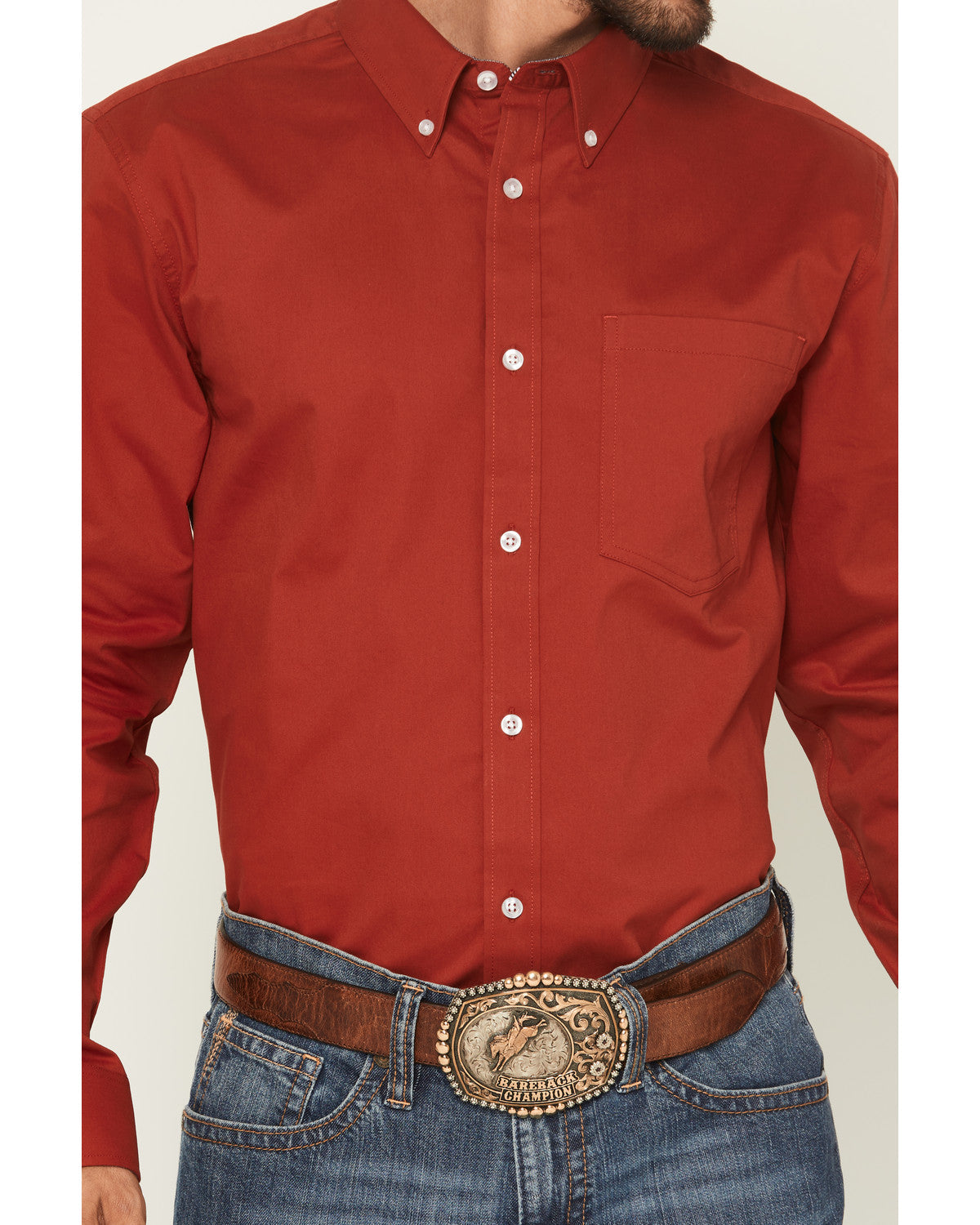 Men's Basic Twill Long Sleeve Button-Down Performance Weste