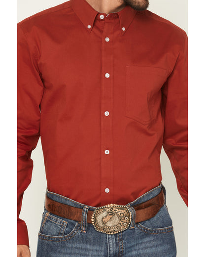 Men's Basic Twill Long Sleeve Button-Down Performance Weste