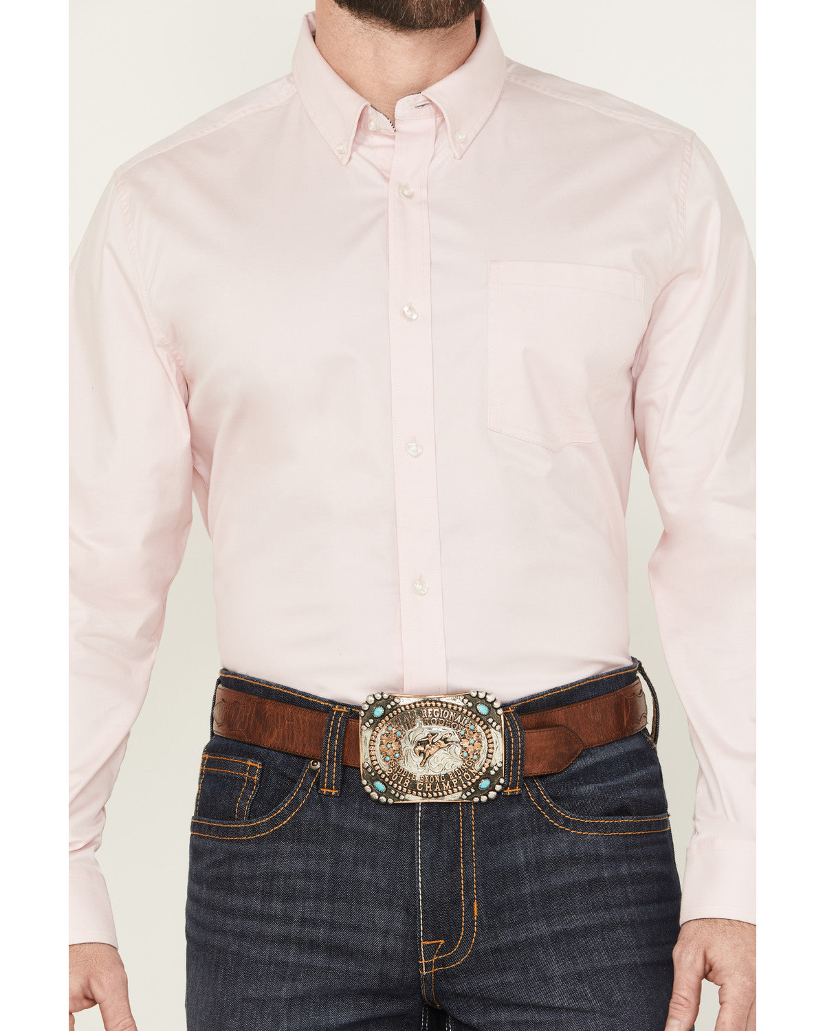 Men's Basic Twill Long Sleeve Button-Down Performance Weste