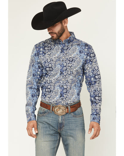 Men's Ride 'Em Cowboy Paisley Print Long Sleeve Button-Down