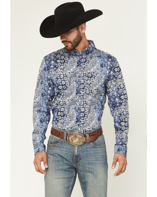 Men's Ride 'Em Cowboy Paisley Print Long Sleeve Button-Down