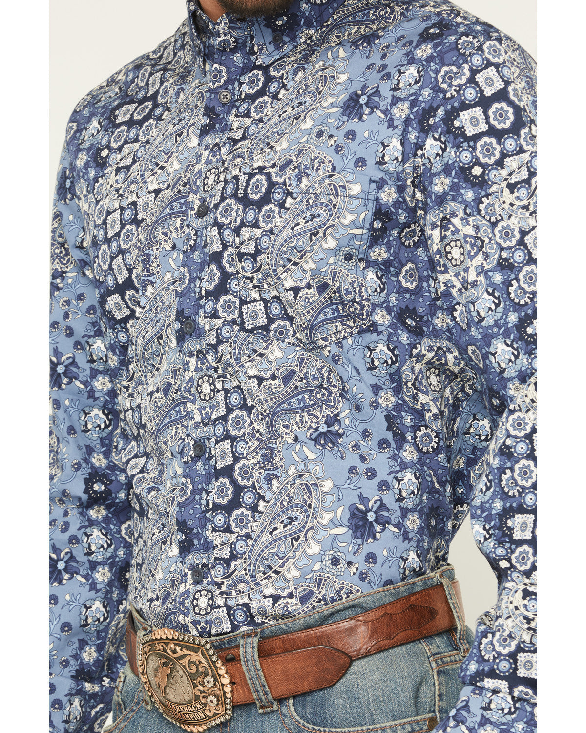 Men's Ride 'Em Cowboy Paisley Print Long Sleeve Button-Down