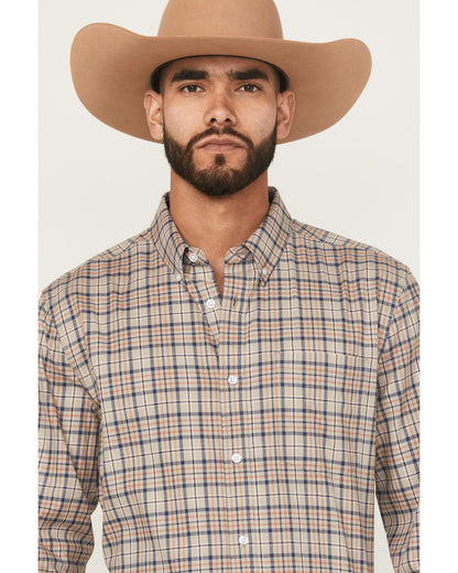 Men's Let's Mosey Plaid Print Long Sleeve Button-Down Stret