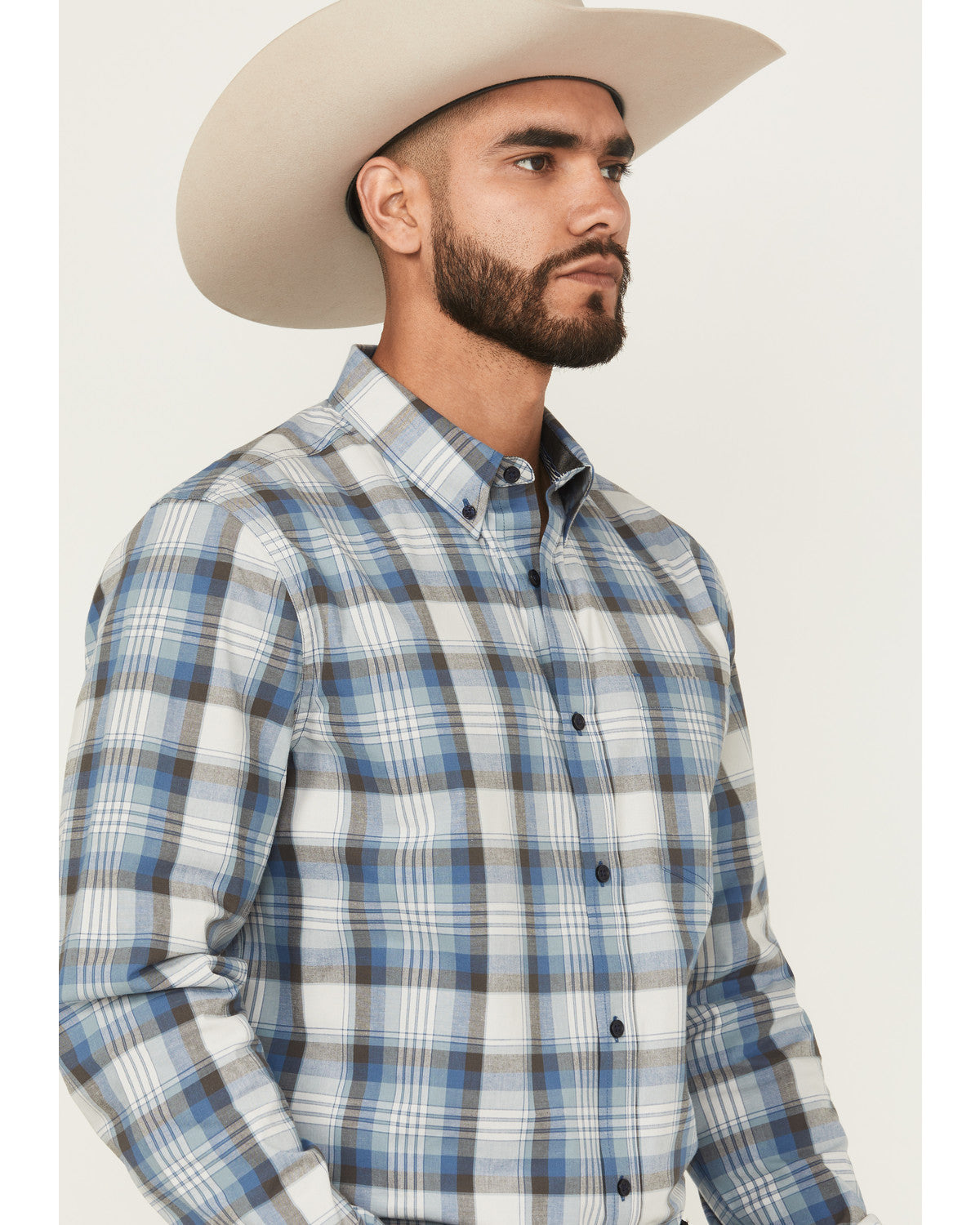 Men's Howdy Duty Plaid Print Long Sleeve Button-Down Wester
