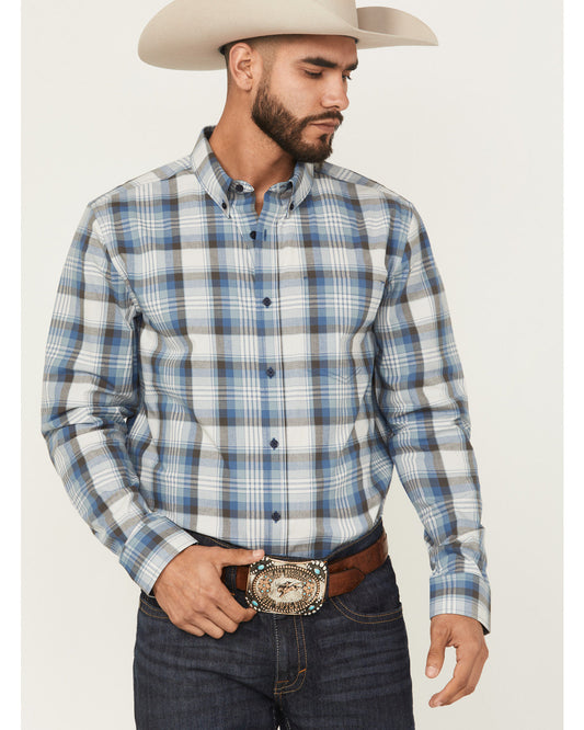 Men's Howdy Duty Plaid Print Long Sleeve Button-Down Wester