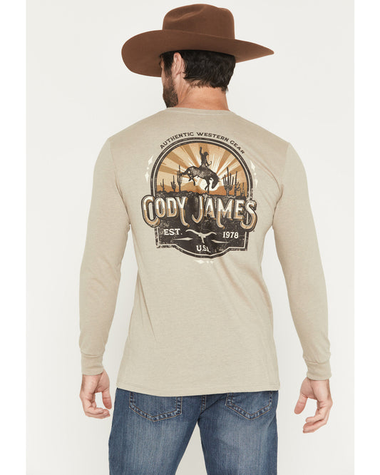 Men's Cowboy Sunset Long Sleeve Graphic T-Shirt