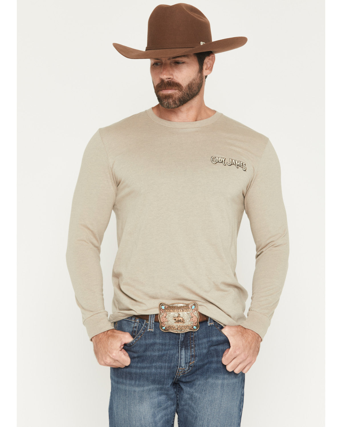 Men's Cowboy Sunset Long Sleeve Graphic T-Shirt