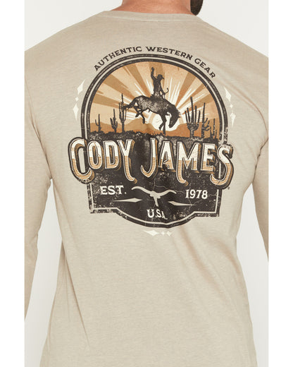 Men's Cowboy Sunset Long Sleeve Graphic T-Shirt