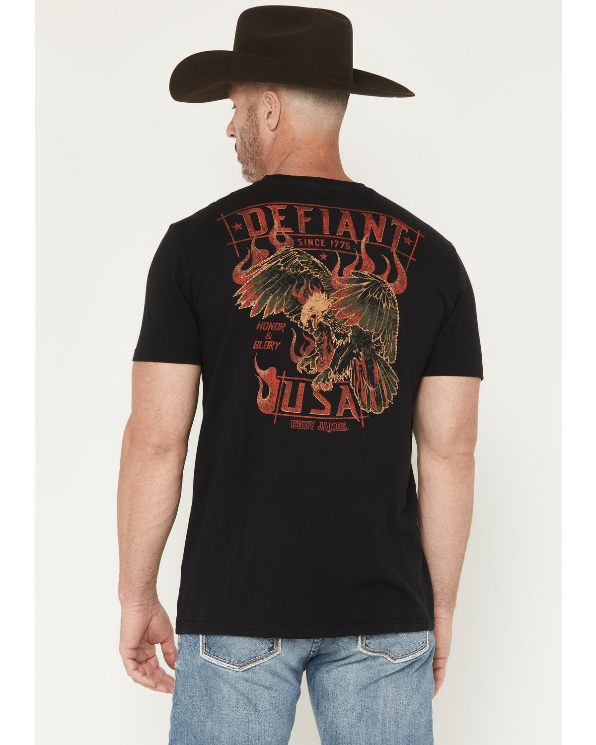 Men's Honor and Glory Eagle Embroidered Short Sleeve Graphi