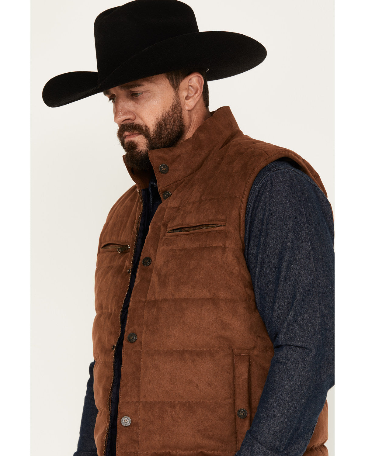 Men's Faux Suede Puffer Vest