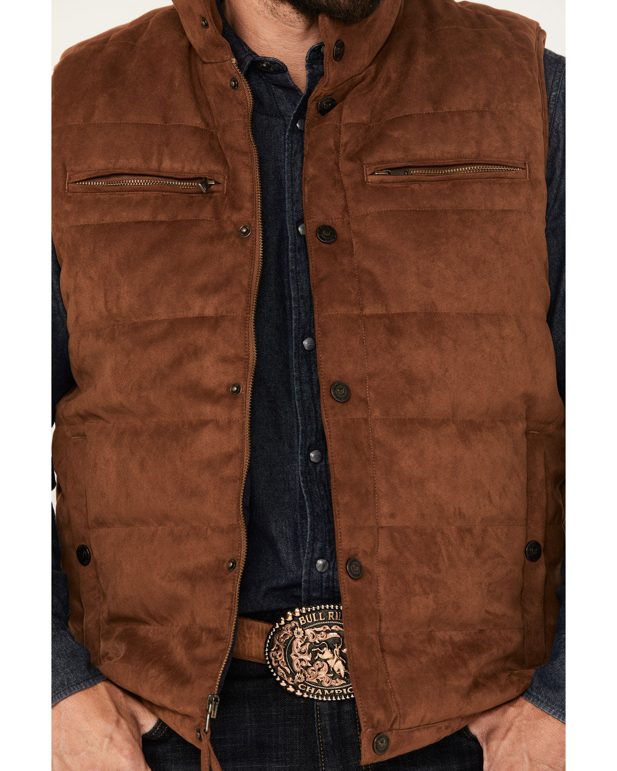 Men's Faux Suede Puffer Vest