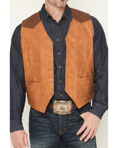 Men's Buckaroo Colorblock Faux Leather Button-Down Vest