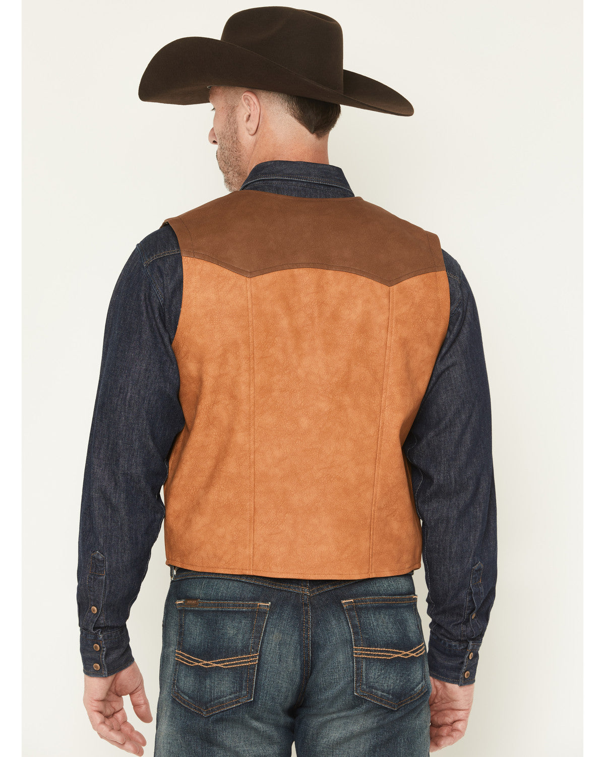 Men's Buckaroo Colorblock Faux Leather Button-Down Vest