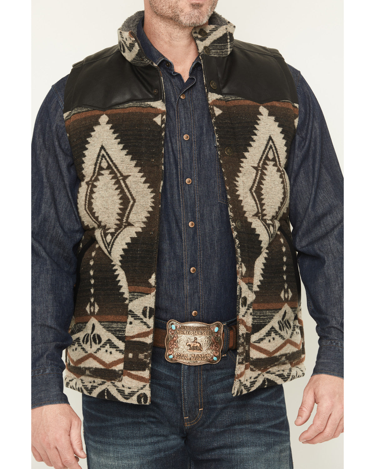 Men's Southwestern Print Flannel Insulated Vest