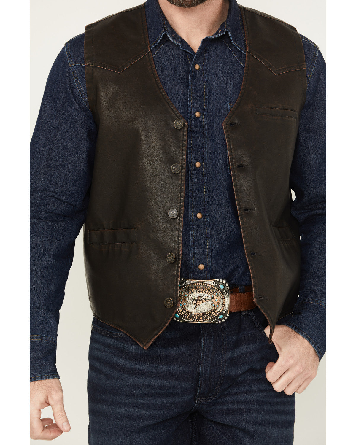 Men's Durango Button-Down Faux Leather Vest