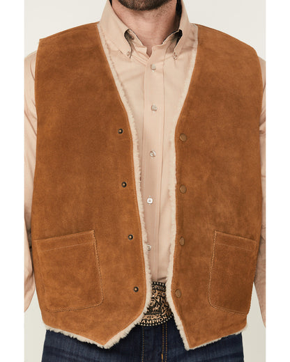 Men's Sherpa Lined Suede Snap Vest