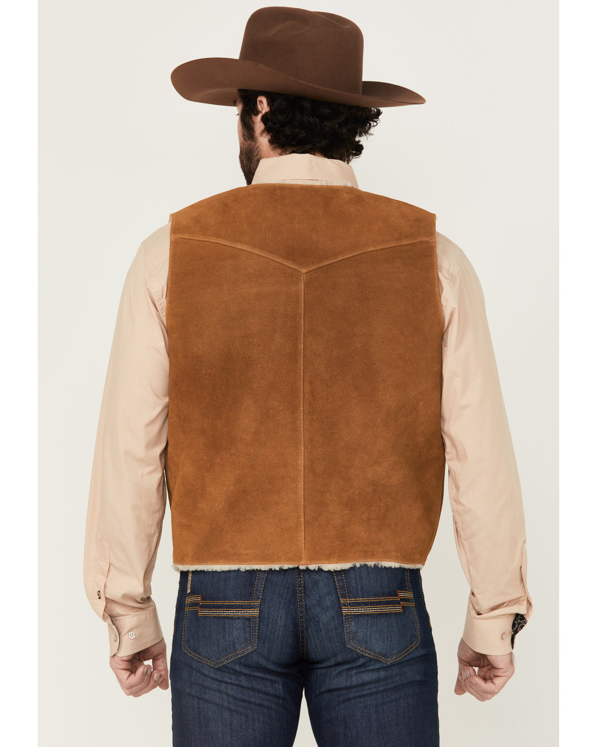 Men's Sherpa Lined Suede Snap Vest