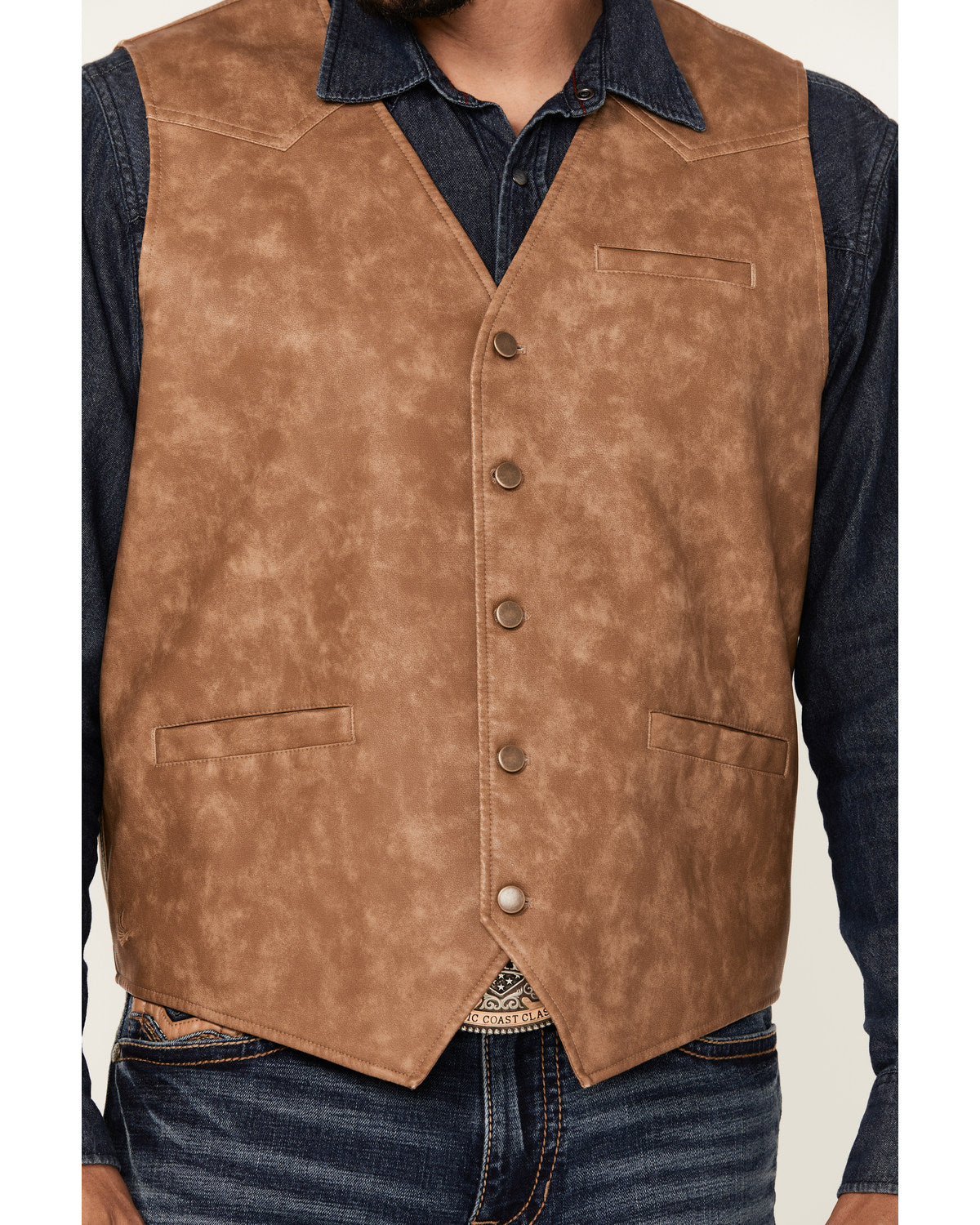 Men's Hoof Print Faux Leather Vest