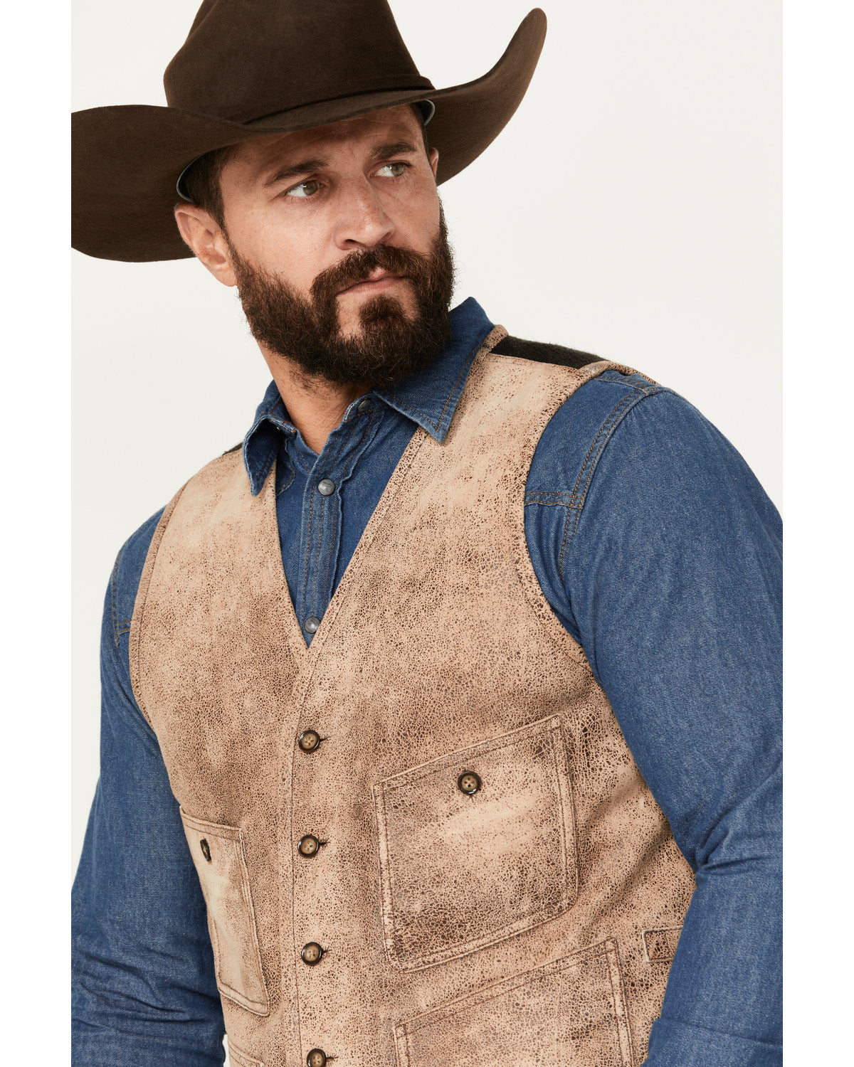 Men's White Buffalo Suede Vest