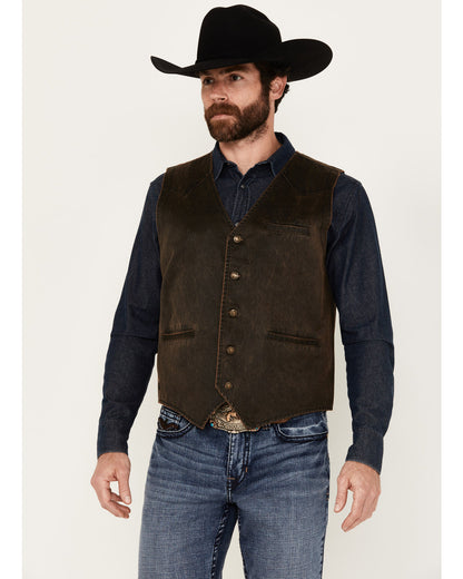 Men's Pancho Villa Oilskin Button-Front Western Vest